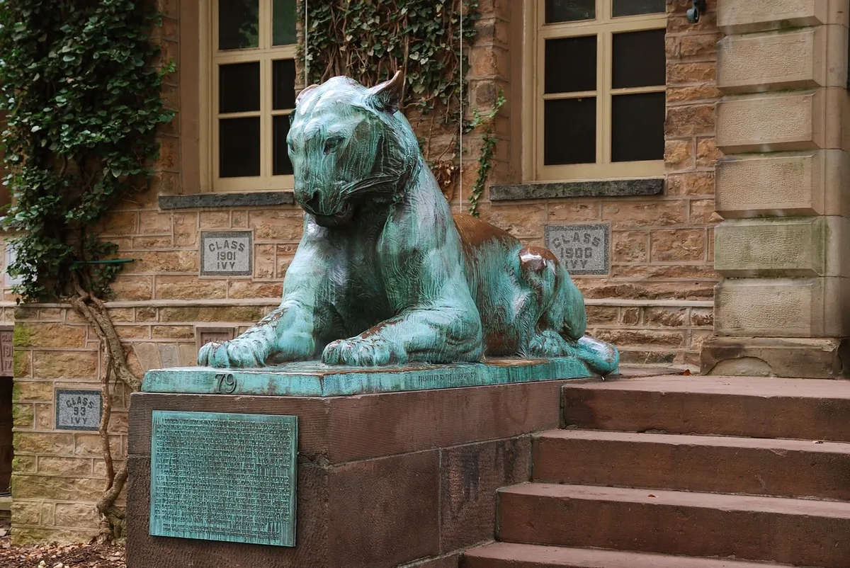 campus, princeton, university, monument, copper, statue, building, education, higher education, college, league, ivy league, prestige, studies, upper, high, sch